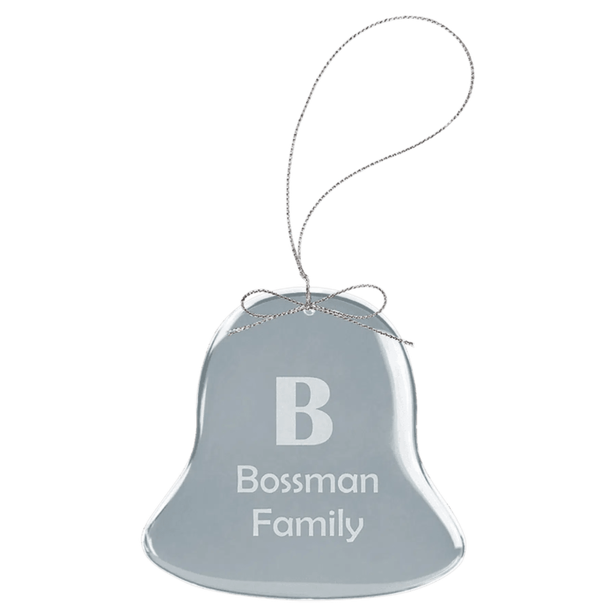 Personalized Glass Ornaments with Silver String - Laser Etched Glass - Round