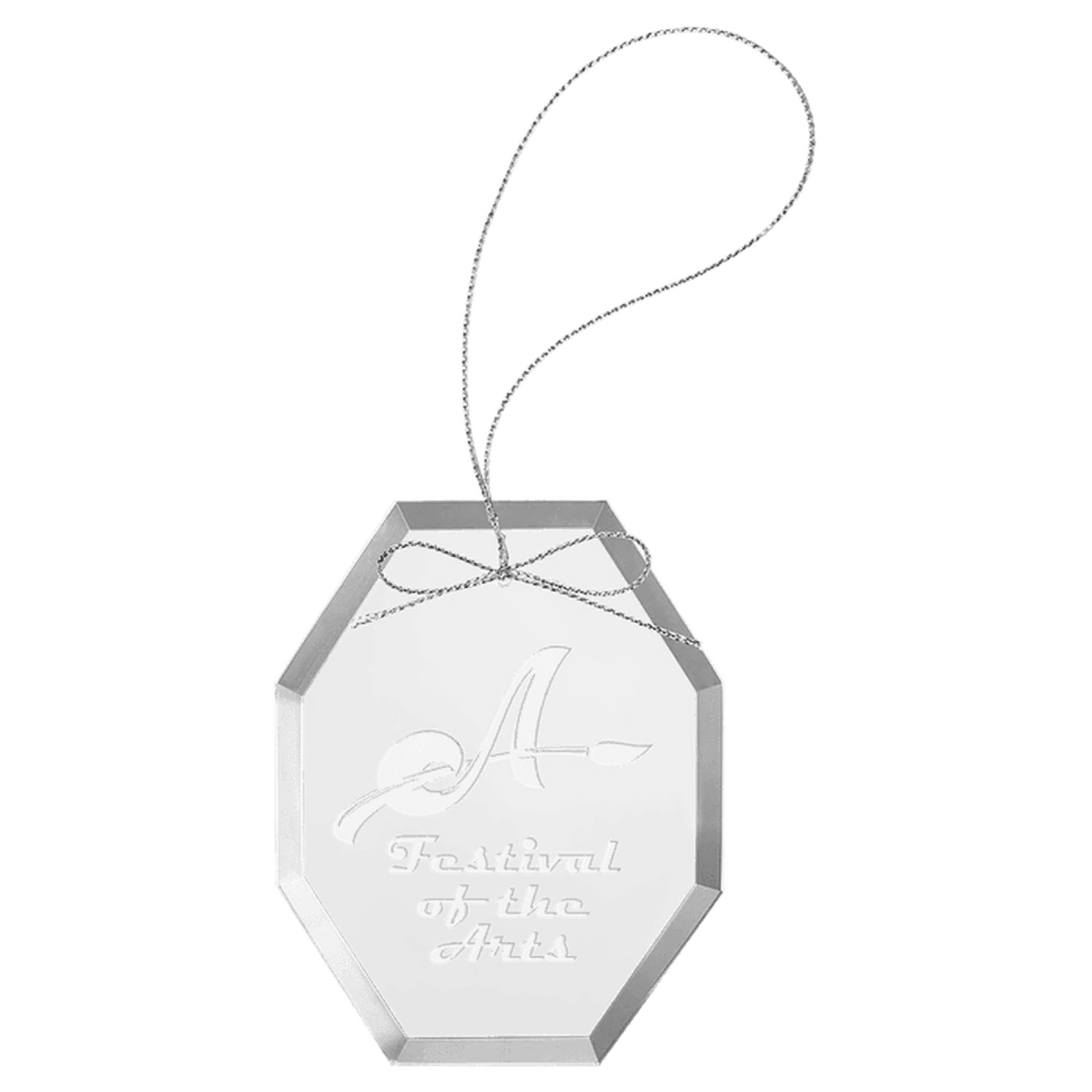 Personalized Glass Ornaments with Silver String - Laser Etched Glass - Round