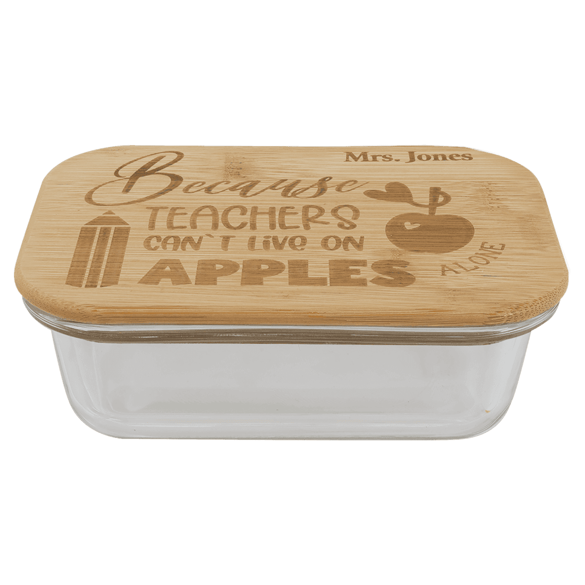 Personalized Glass Storage Containers with Bamboo Lids 35 oz. (7 3/4" (L) x 5 7/8" (W) x 2 1/2" (H))