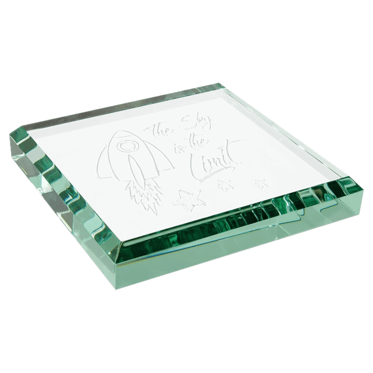 Personalized Jade Glass Paperweights with Engraving - Beveled Edges
