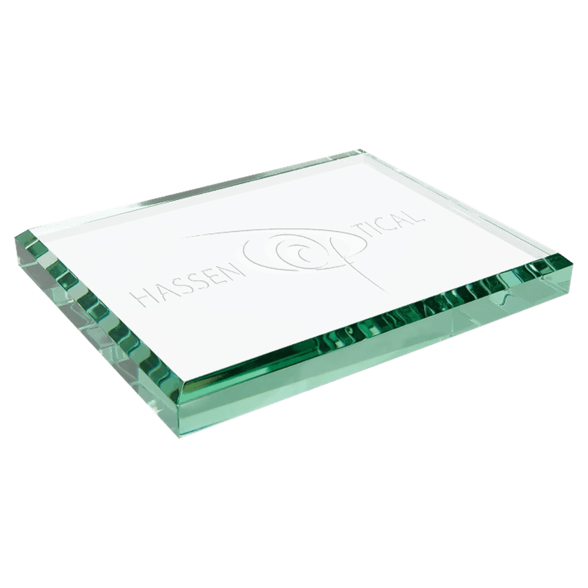 Personalized Jade Glass Paperweights with Engraving - Beveled Edges