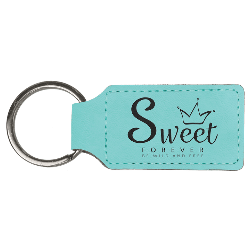 Personalized Leatherette Keychains - With Football & Basketball Styles - Teal