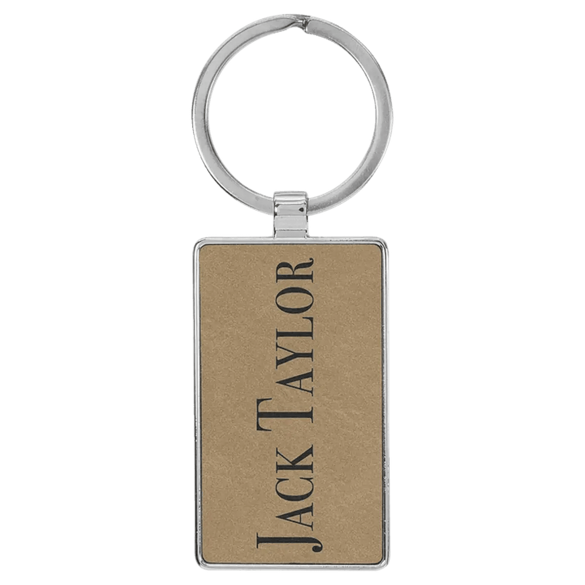 Personalized Leatherette Keychains - With Football & Basketball Styles - Light Brown