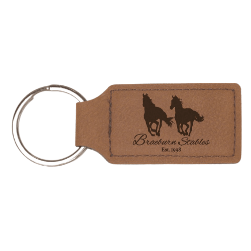 Personalized Leatherette Keychains - With Football & Basketball Styles - Dark Brown