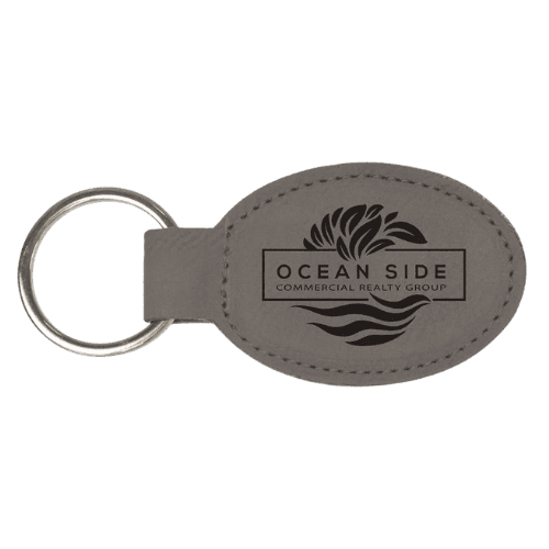 Personalized Leatherette Keychains - With Football & Basketball Styles - Gray