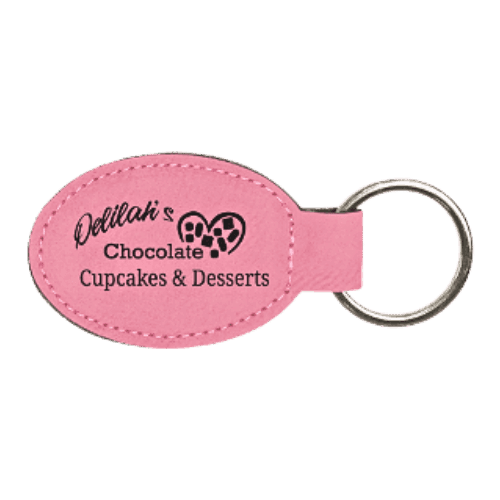 Personalized Leatherette Keychains - With Football & Basketball Styles - Pink