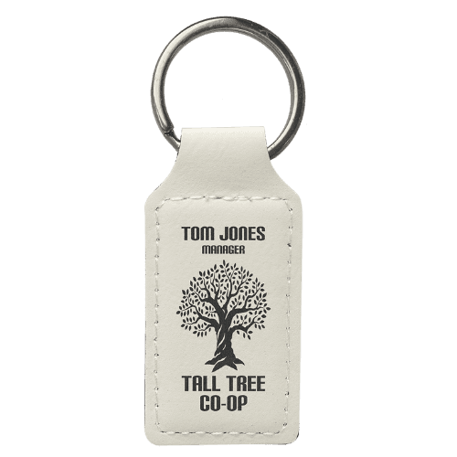 Personalized Leatherette Keychains - With Football & Basketball Styles - White