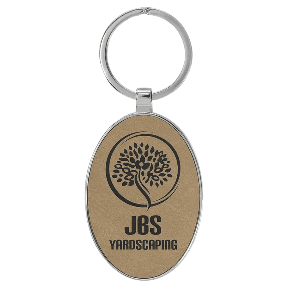 Personalized Leatherette Keychains - With Football & Basketball Styles - Light Brown