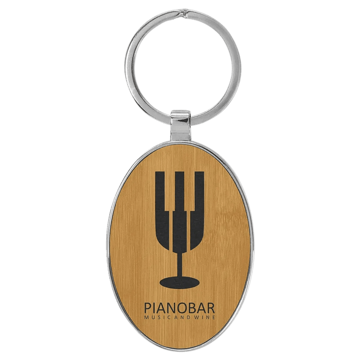 Personalized Leatherette Keychains - With Football & Basketball Styles - Bamboo