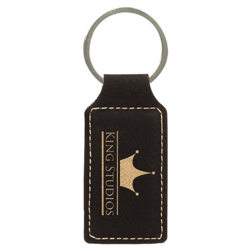 Personalized Leatherette Keychains - With Football & Basketball Styles - Black/Gold