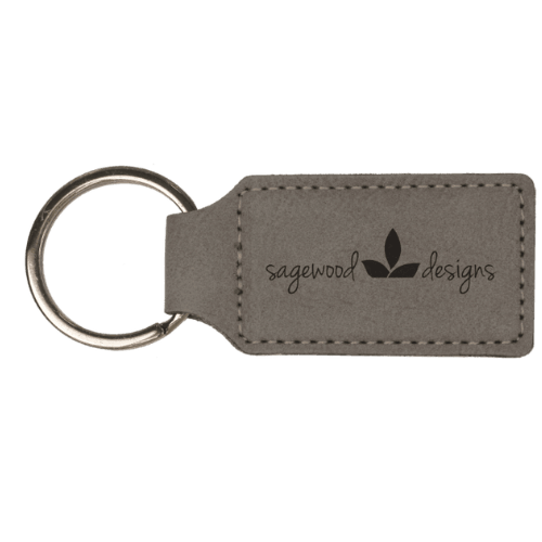 Personalized Leatherette Keychains - With Football & Basketball Styles - Gray