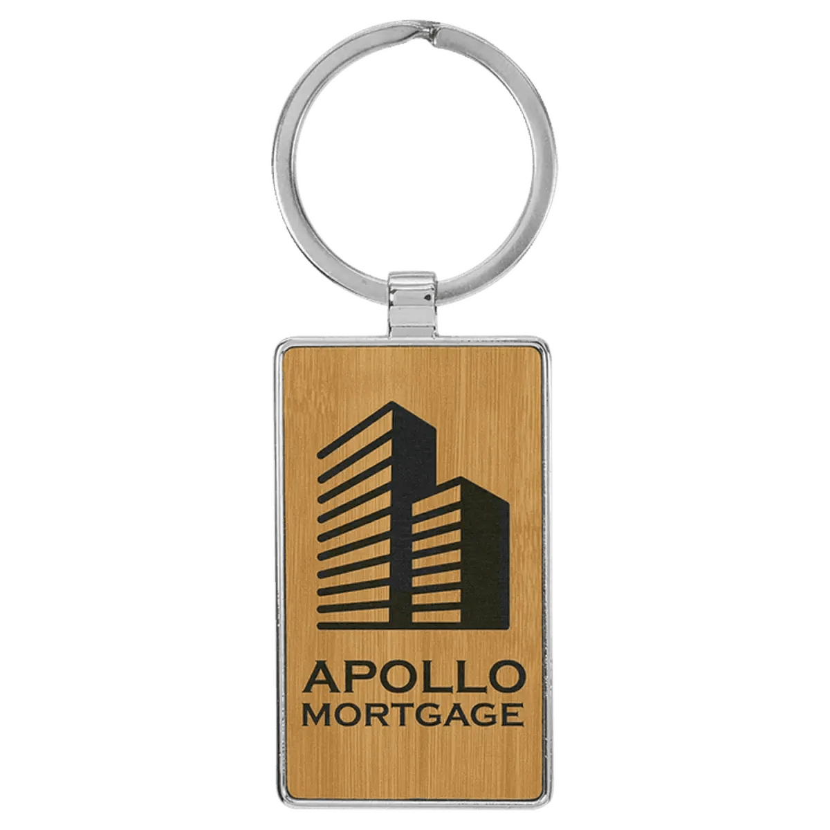 Personalized Leatherette Keychains - With Football & Basketball Styles - Bamboo