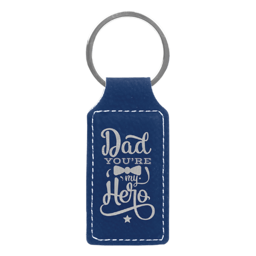 Personalized Leatherette Keychains - With Football & Basketball Styles - Blue/Silver