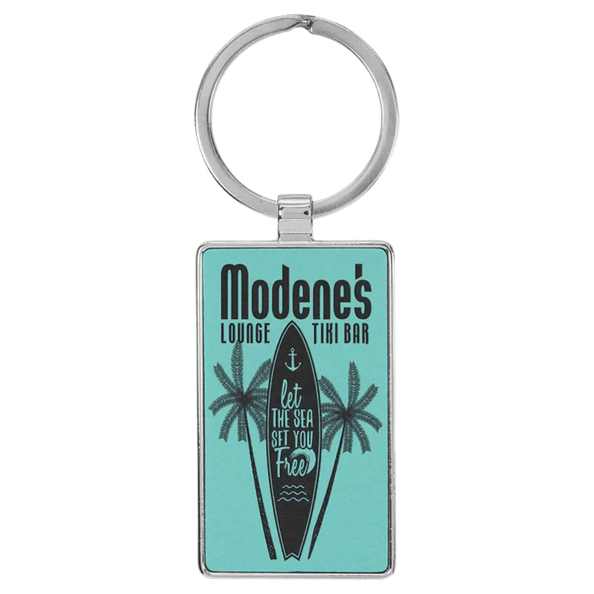 Personalized Leatherette Keychains - With Football & Basketball Styles - Teal