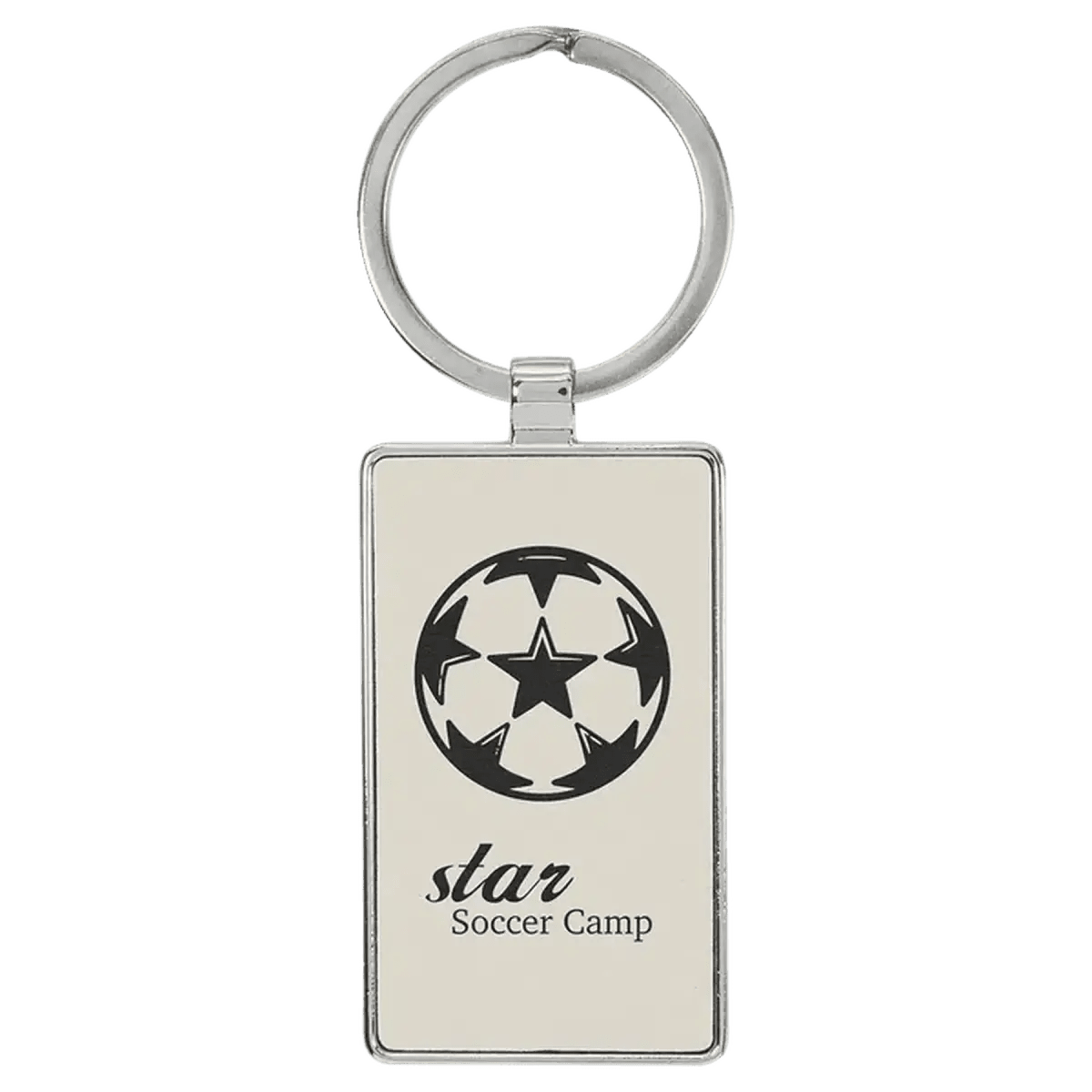 Personalized Leatherette Keychains - With Football & Basketball Styles - White