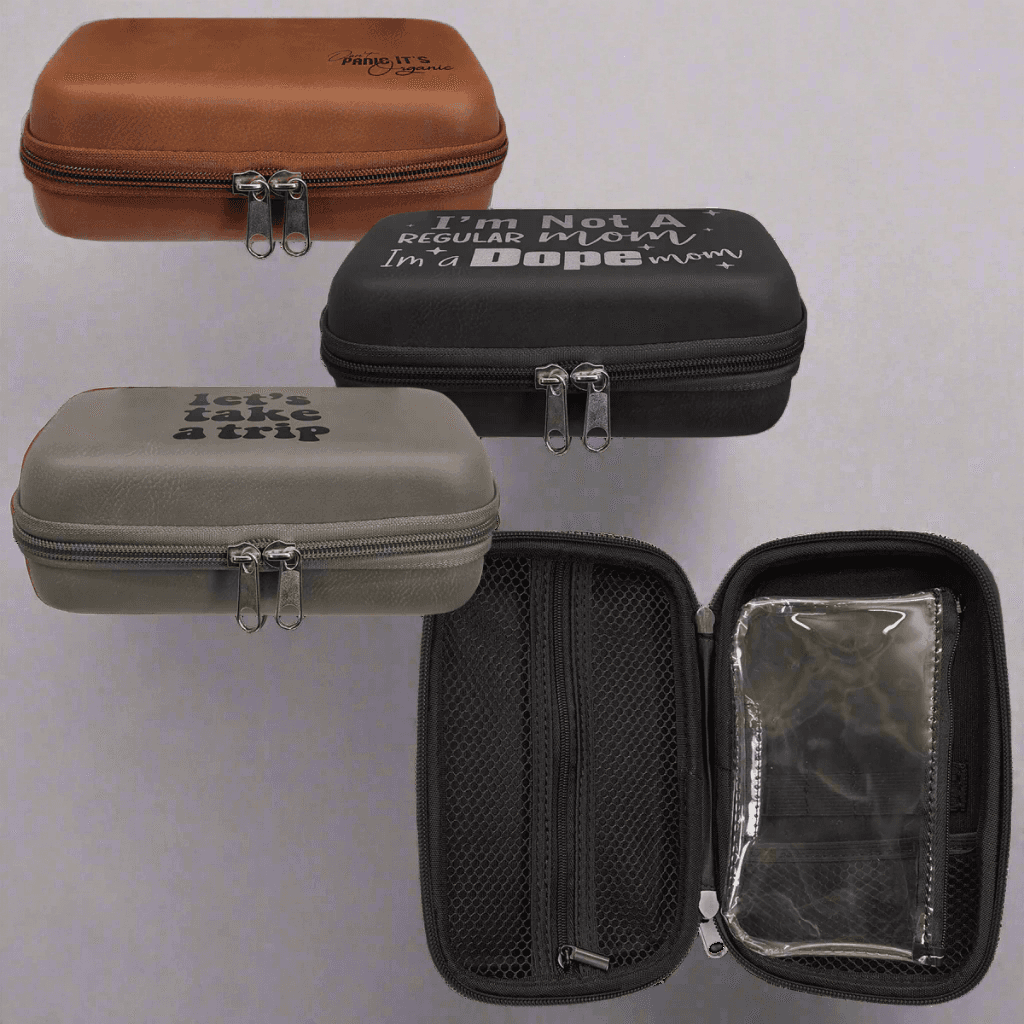Personalized Smoke or Medical Supply Case with Odor-Control Black / 7" x 4" x 2 1/2" / Cork
