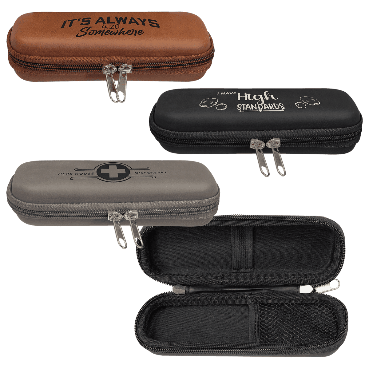 Personalized Smoke or Medical Supply Case with Odor-Control Black / 7" x 4" x 2 1/2" / Cork