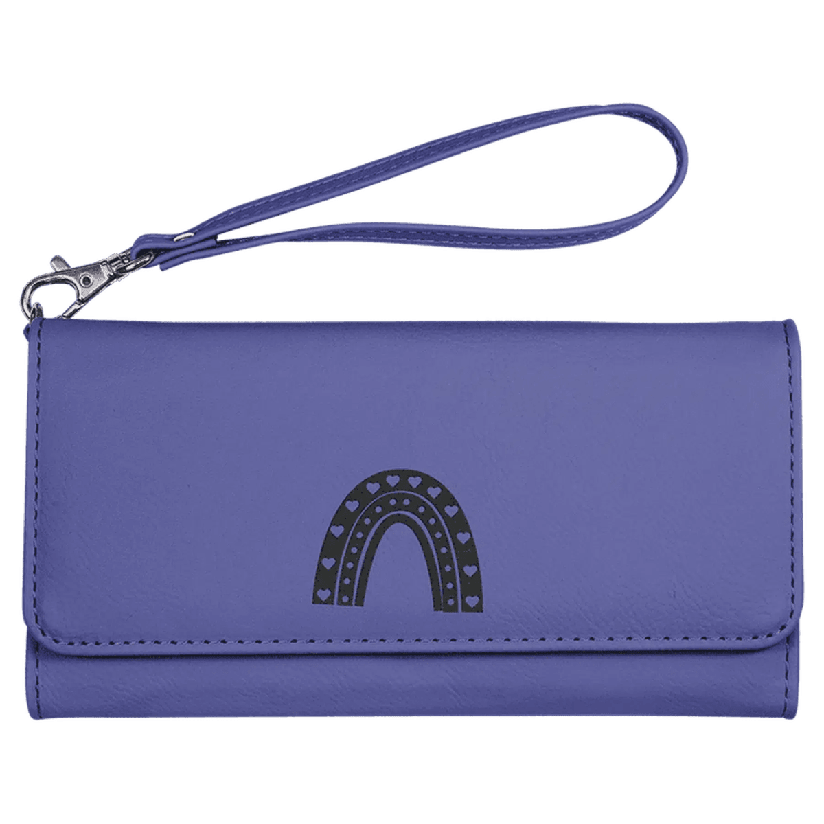 Personalized Leatherette Wallets with Wrist Strap - Purple