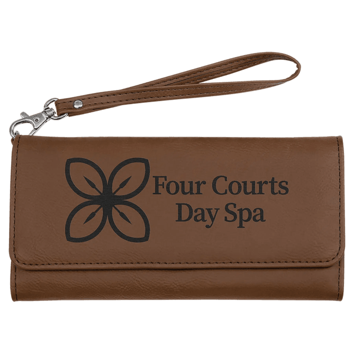 Personalized Leatherette Wallets with Wrist Strap - Dark Brown