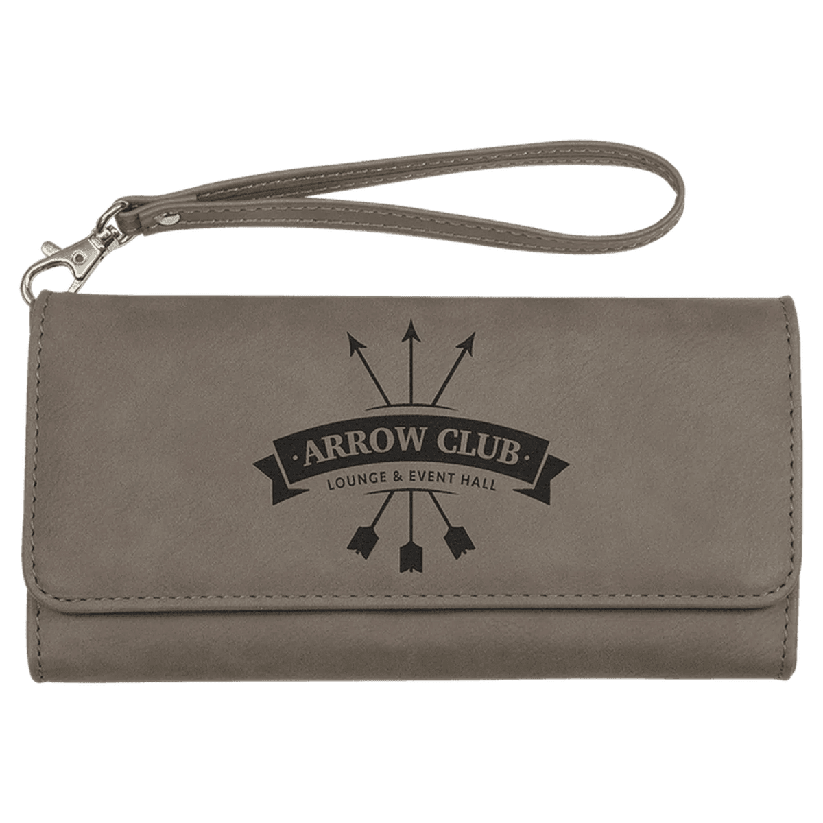 Personalized Leatherette Wallets with Wrist Strap - Gray