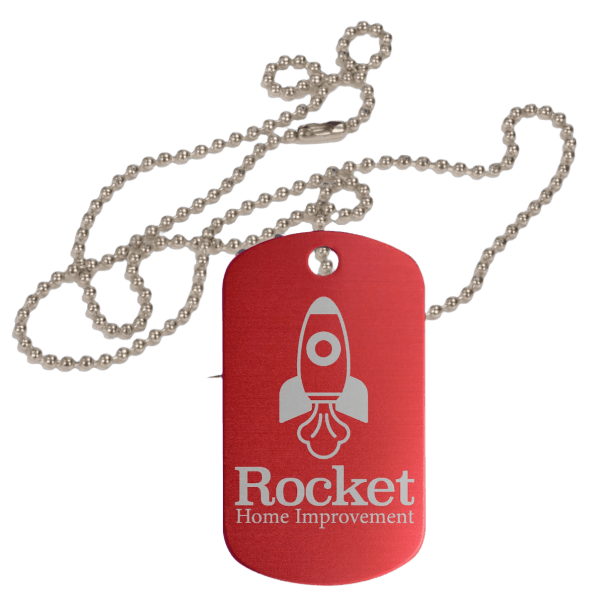 Personalized Metal Aluminum ID Dog Tags with Chain - Red