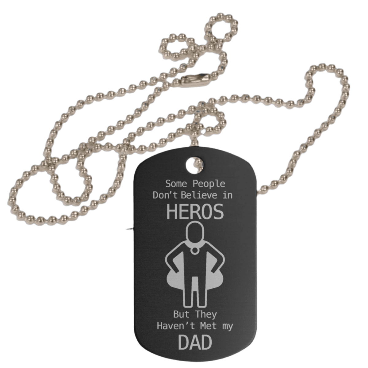 Personalized Metal Aluminum ID Dog Tags with Chain - Black