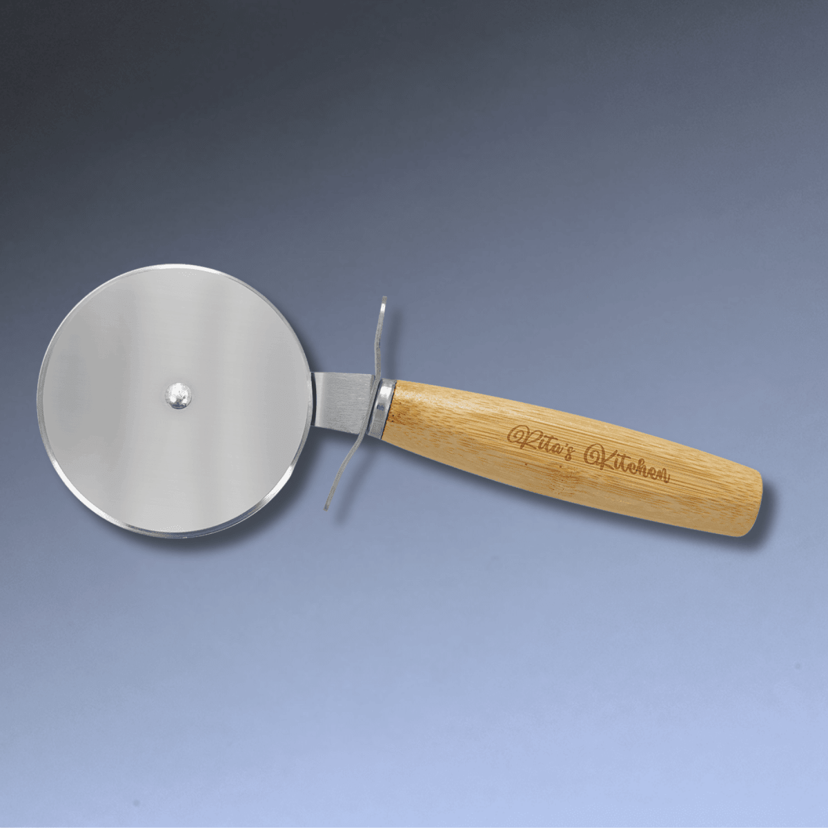 Personalized Pizza Cutter - Bamboo Gifts for Chefs and Restaurants - 9 1/4" (L) x 3 1/2"