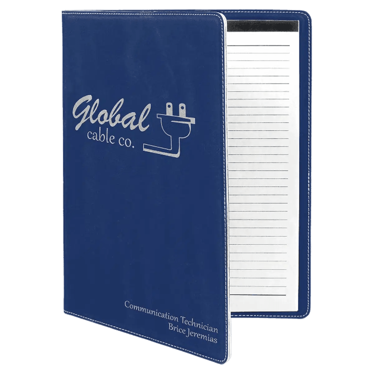 Personalized Portfolios with Zipper and Notepad - Blue/Silver