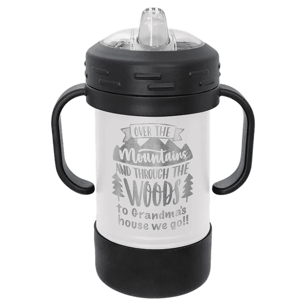 Personalized Sippy Cup - 10 oz. Custom Engraved and Spill Proof - White