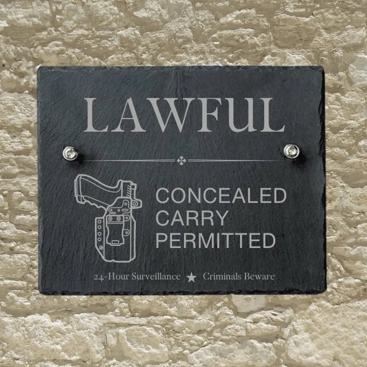 Personalized Slate Informational Signs with Bolts Concealed Carry Permitted / 8" x 10"