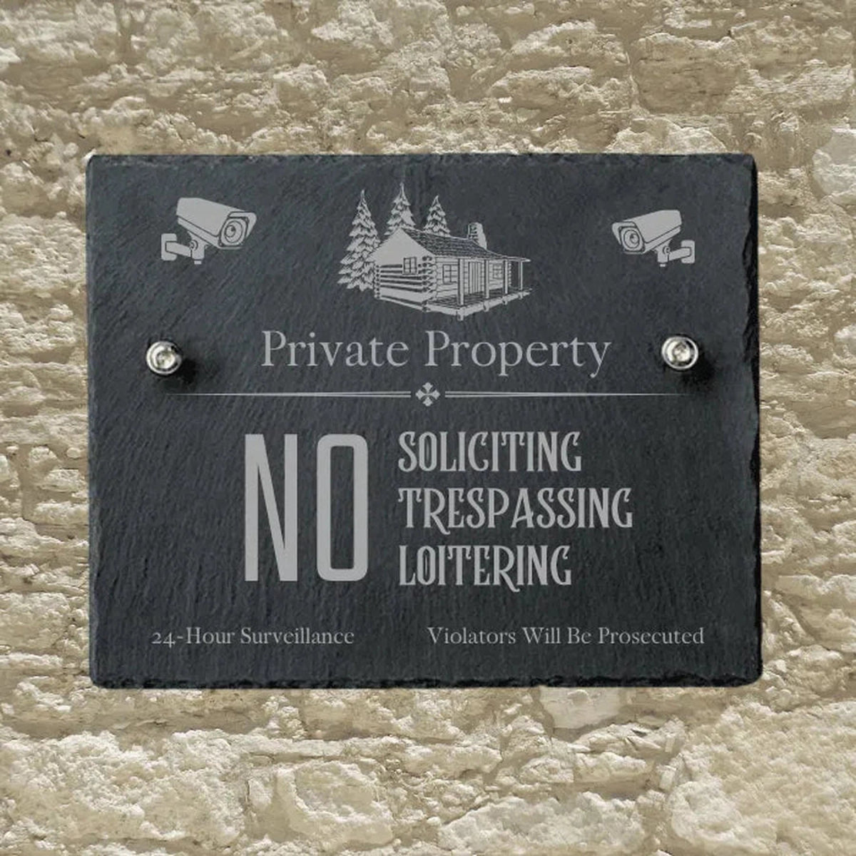 Personalized Slate Informational Signs with Bolts No Trespasssing / 8" x 10"