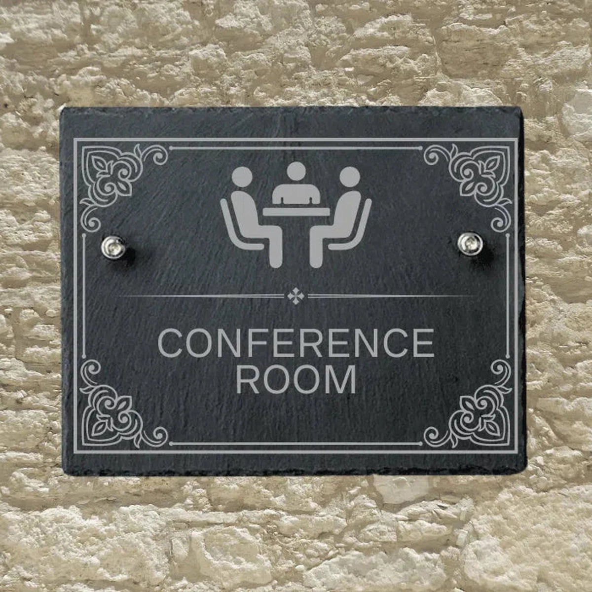 Personalized Slate Informational Signs with Bolts Conference Room / 8" x 10"