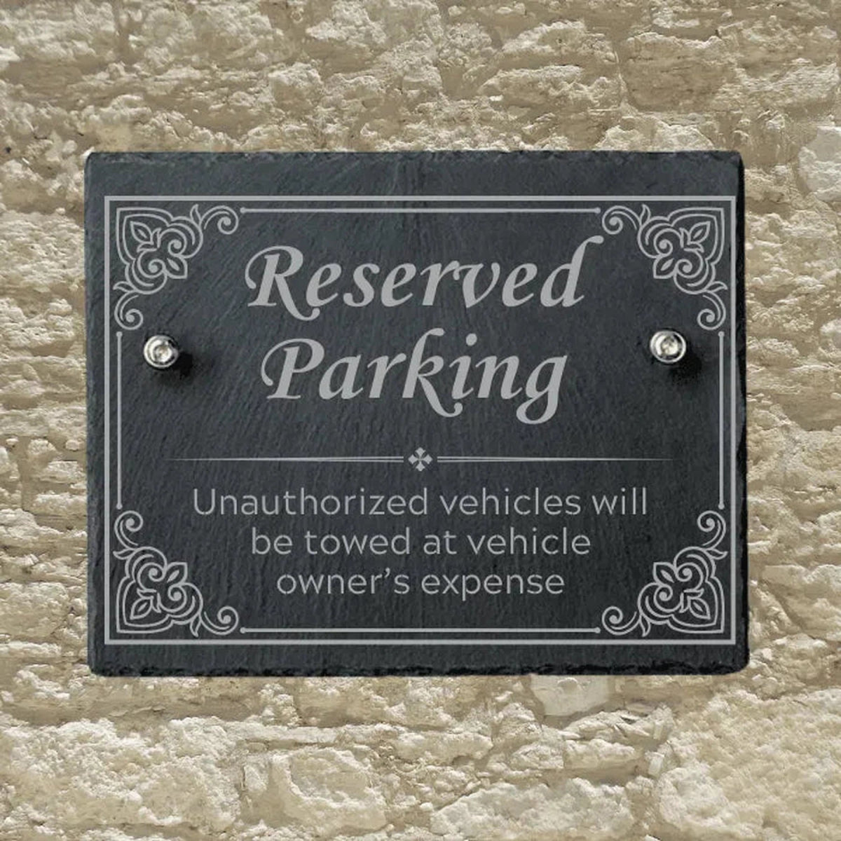 Personalized Slate Informational Signs with Bolts Reserved Parking / 8" x 10"