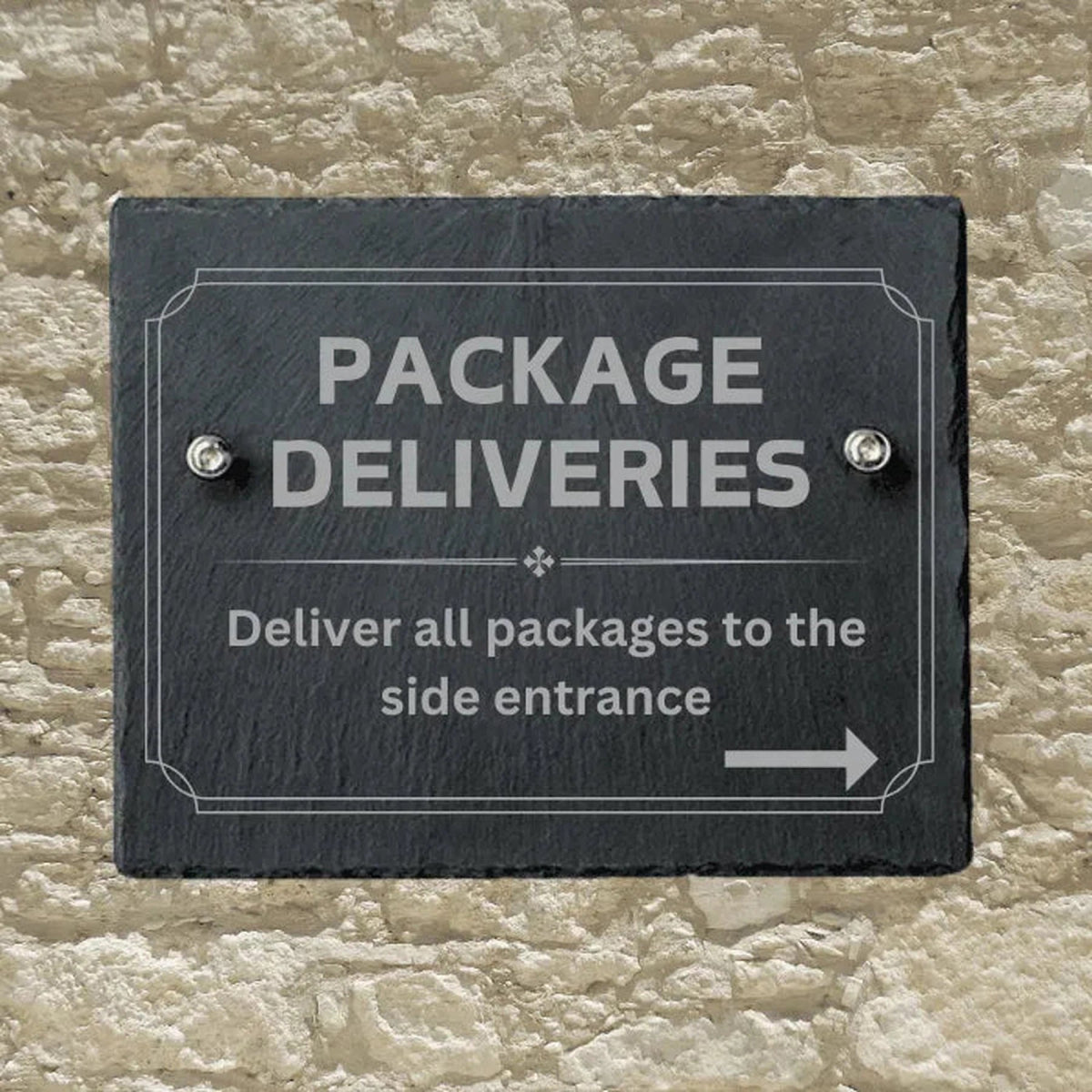 Personalized Slate Informational Signs with Bolts Package Deliveries / 8" x 10"
