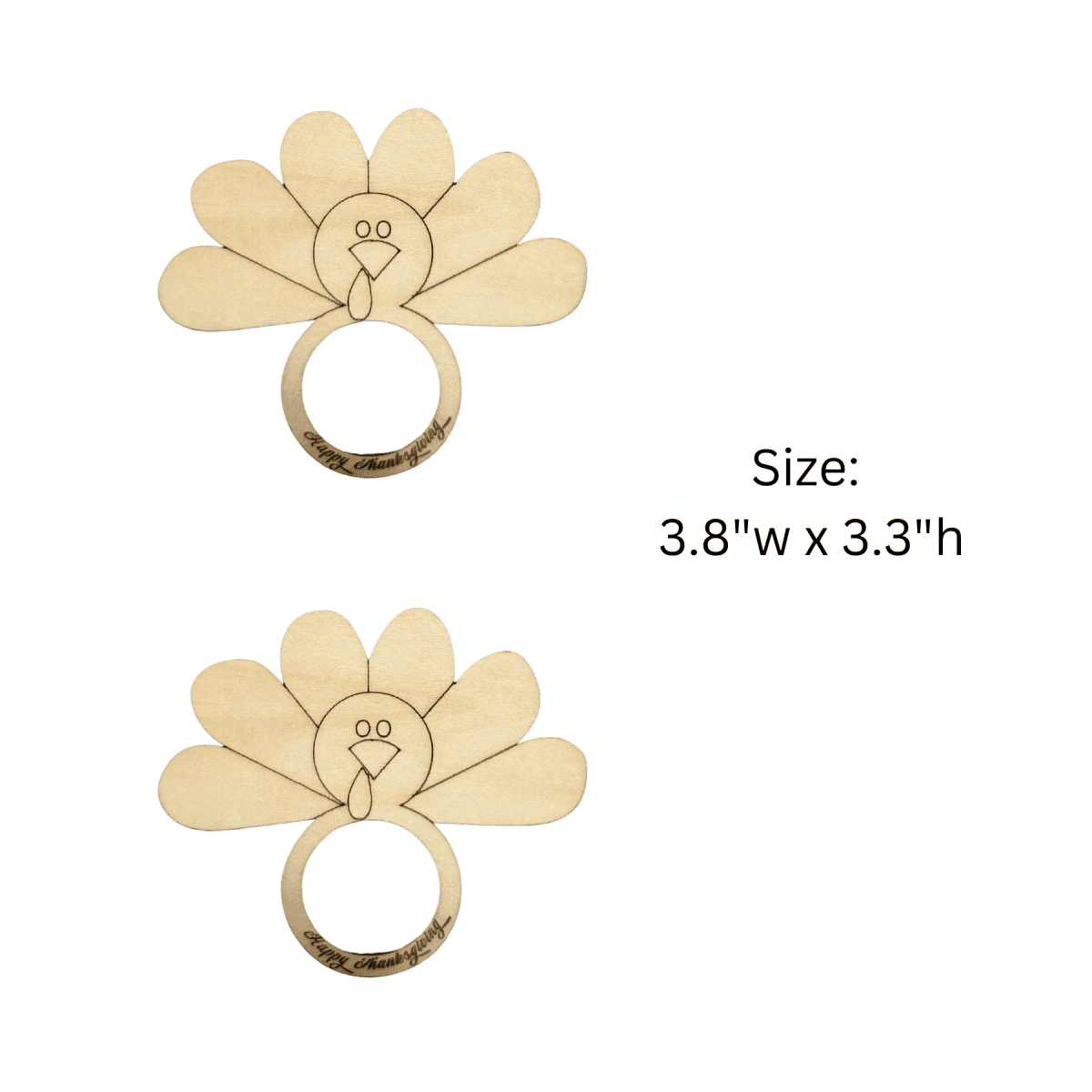 Personalized Standing Turkey Table Decor - Thanksgiving Craft Kit 2 Turkey Feathers Napkin Rings - Unfinished Pieces (Paints not included) - $5.00