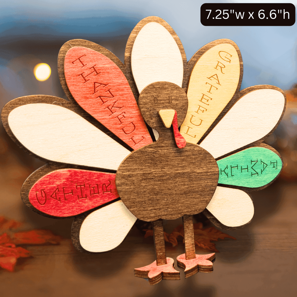 Personalized Standing Turkey Table Decor - Thanksgiving Craft Kit Large 7" x 6" Centerpiece Turkey - Handpainted - Add Names for Engraving - $19.99