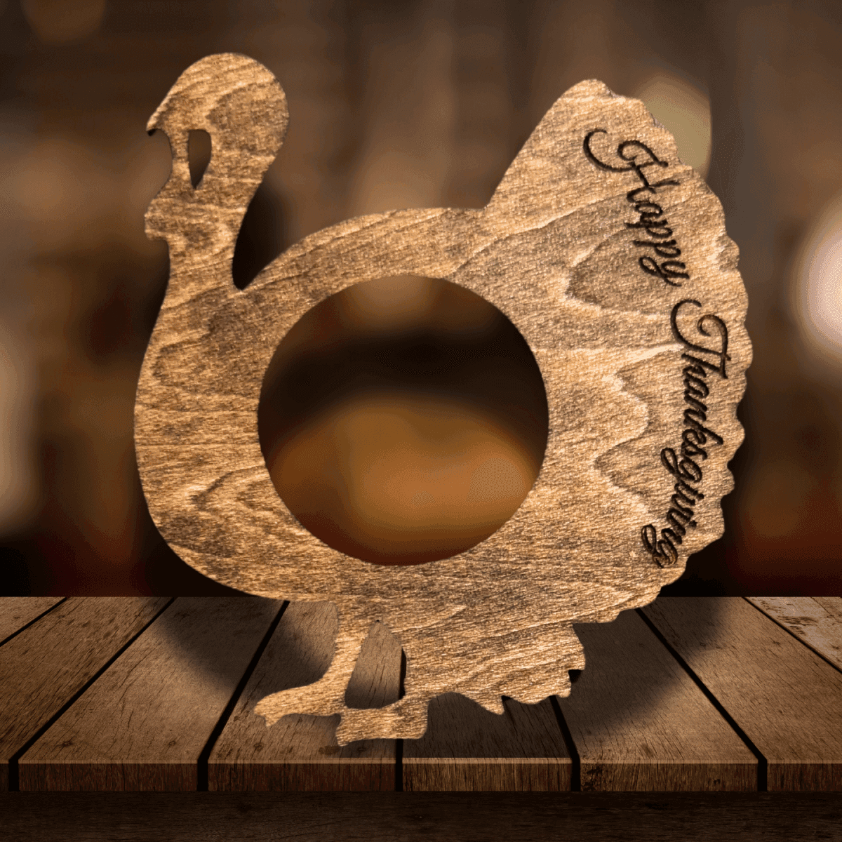 Personalized Standing Turkey Table Decor - Thanksgiving Craft Kit 11 Piece Craft Kit with 2 Classic Turkey Napkin Rings - Add Names for Engraving - $19.99