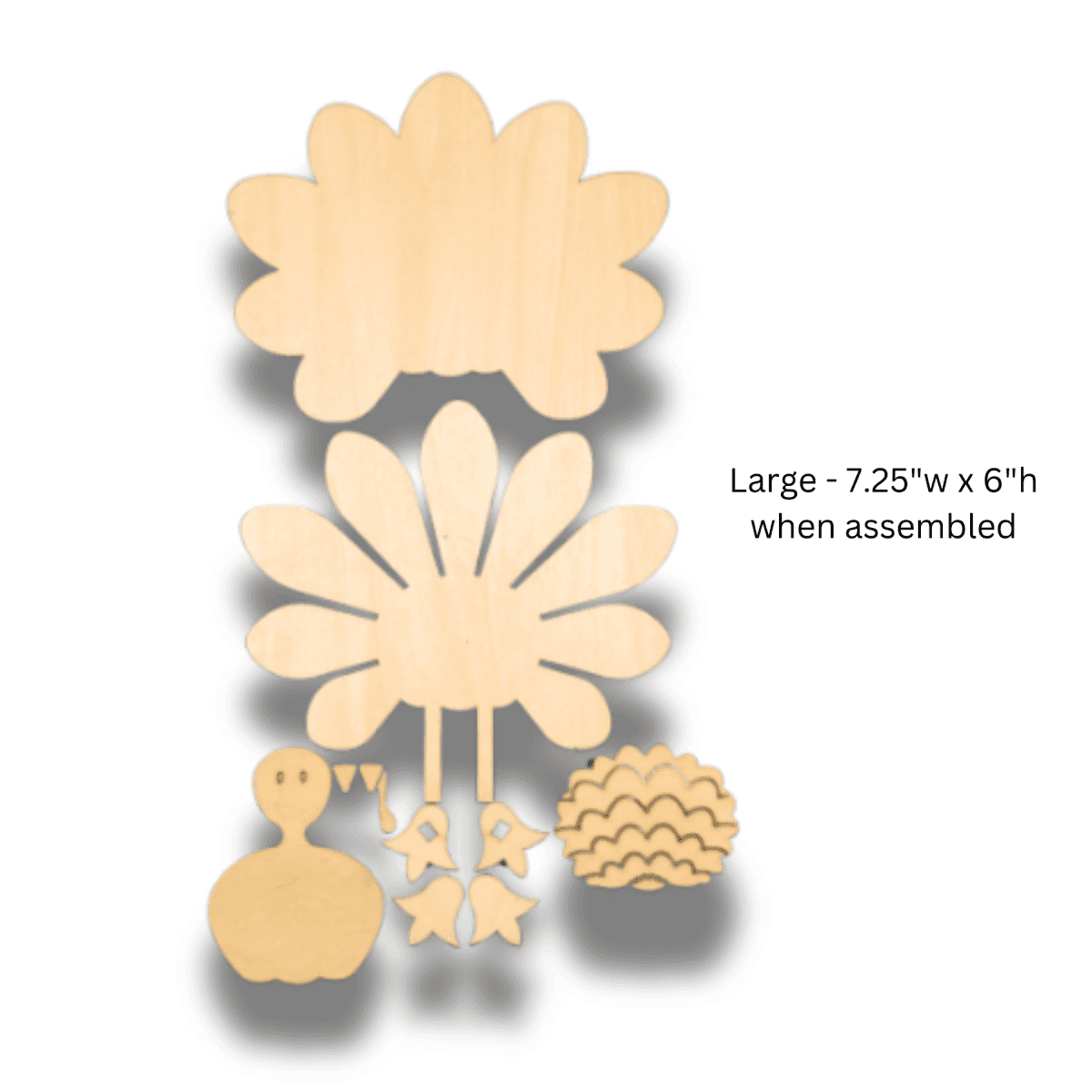 Personalized Standing Turkey Table Decor - Thanksgiving Craft Kit Large 7" x 6" Turkey - Unfinished Pieces (Paints not included) - Add Names for Engraving - $9.00