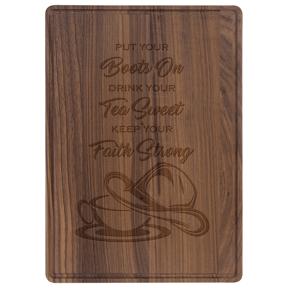 Personalized Walnut Cutting Board with Drip Ring and Custom Engraving - 11 1/2" x 8 3/4"