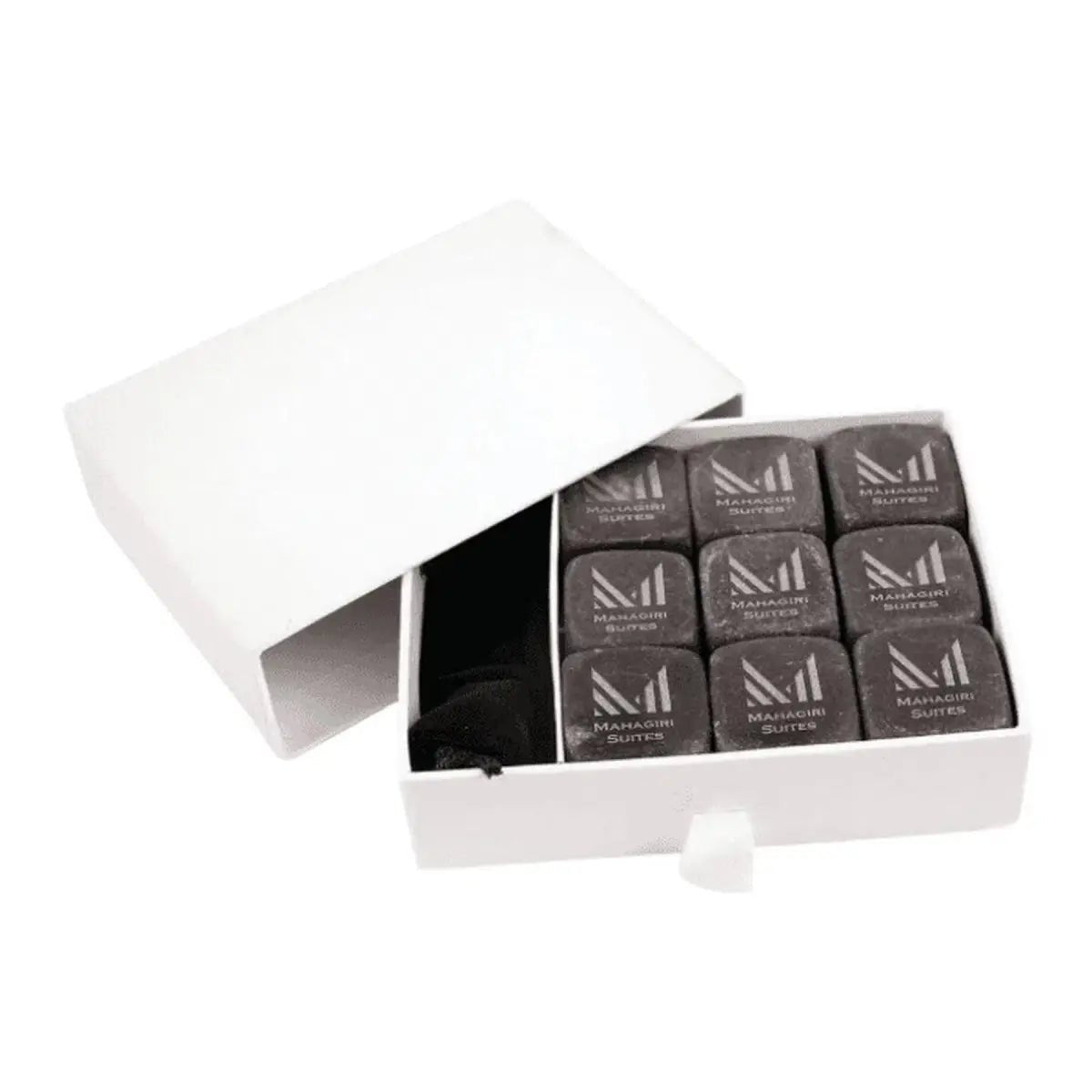 Personalized Whiskey Stone Gift Set - Basalt Stones & Velvet Pouch -