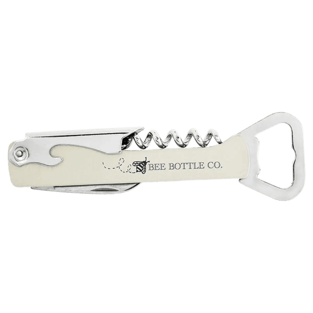 Personalized Wine Bottle Opener Multi - Tool and Corkscrew - White