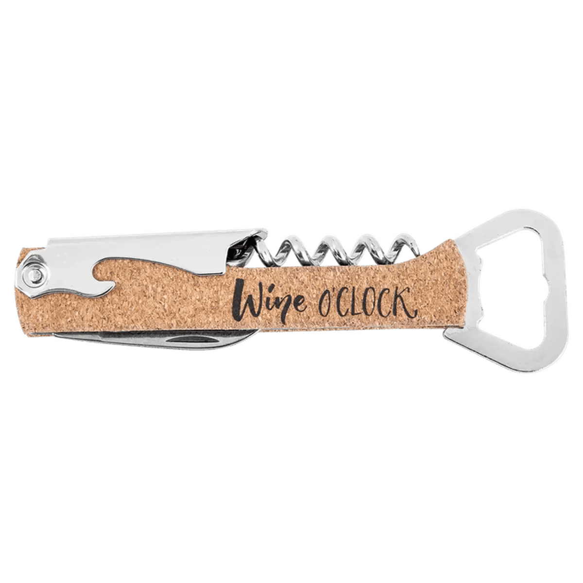 Personalized Wine Bottle Opener Multi - Tool and Corkscrew - Natural Cork