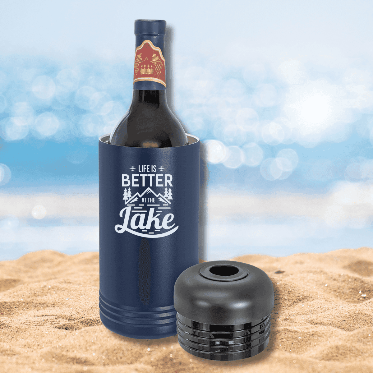 Personalized Wine Chillers - Vaccuum Insulated Polar Camel Wine Cooler - Teal