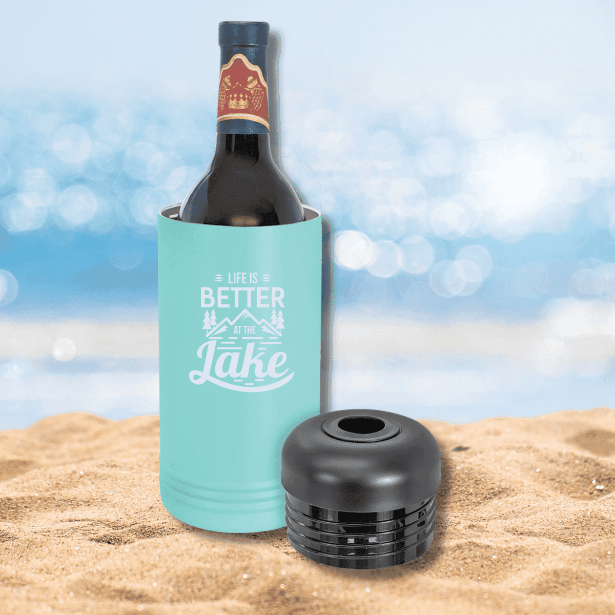 Personalized Wine Chillers - Vaccuum Insulated Polar Camel Wine Cooler - Teal