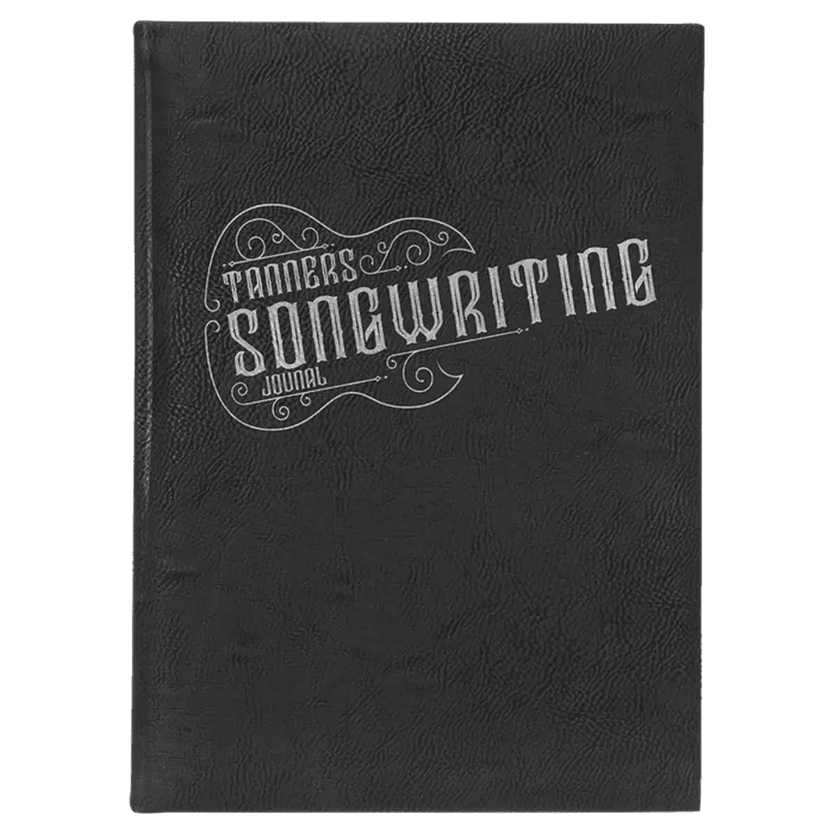 Personalized Writing Journals in Leatherette or Cork - Black/Silver