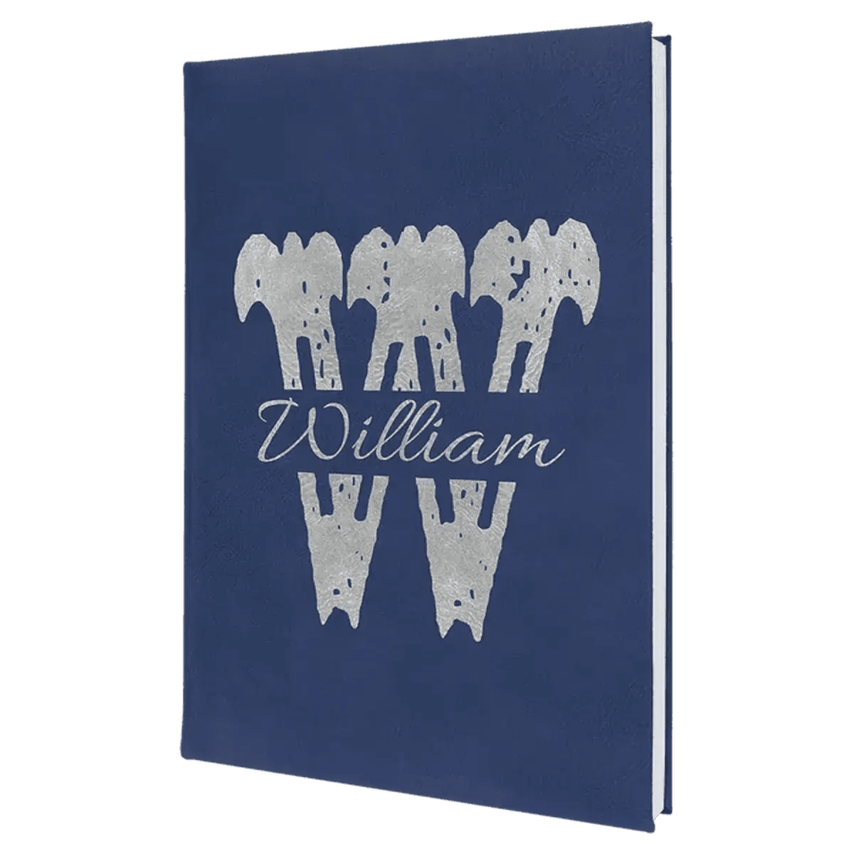 Personalized Writing Journals in Leatherette or Cork - Blue/Silver