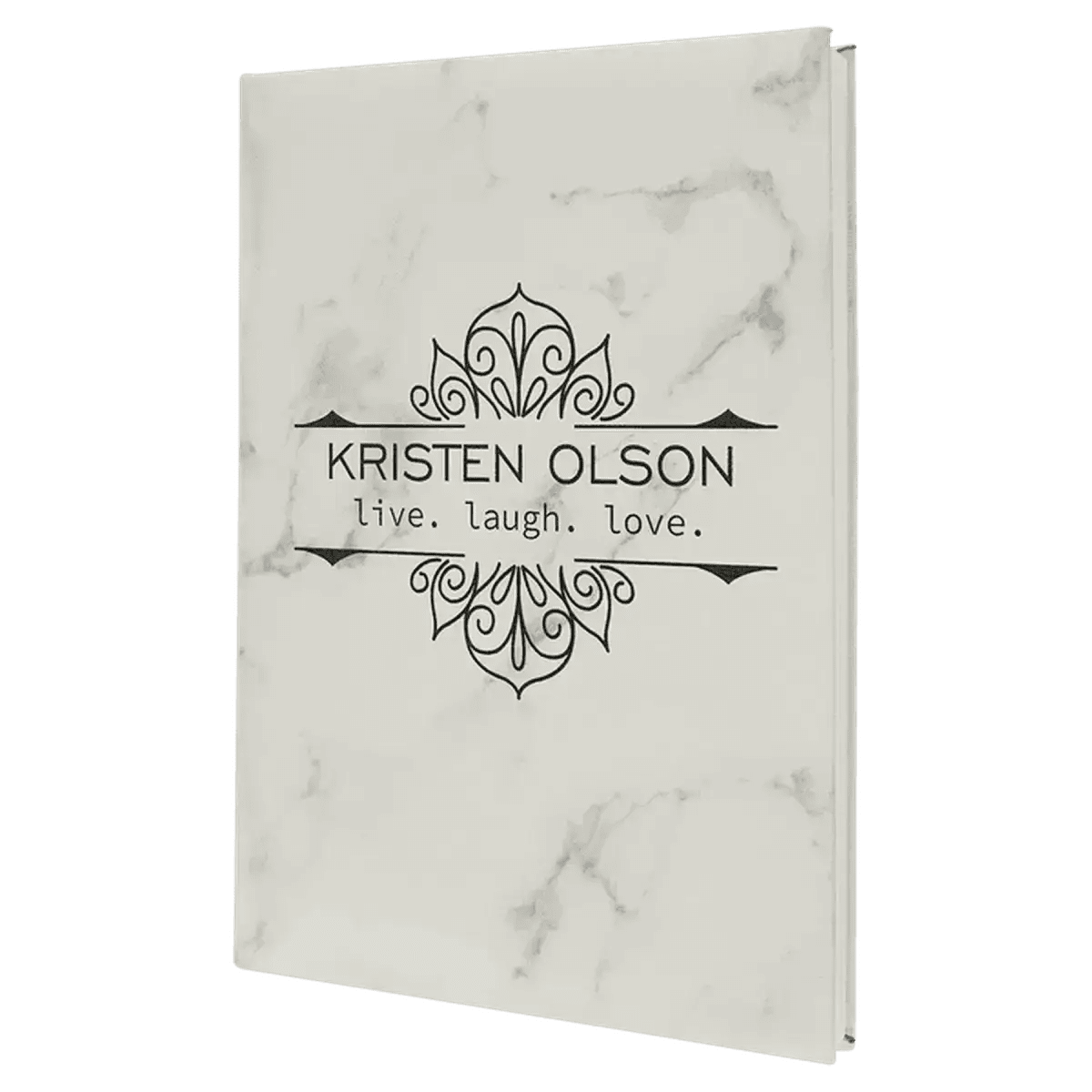Personalized Writing Journals in Leatherette or Cork - White Marble