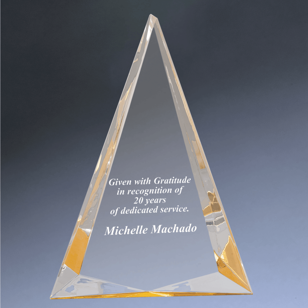 Pinnacle Acrylic Awards with Custom Engraving - Gold & Clear