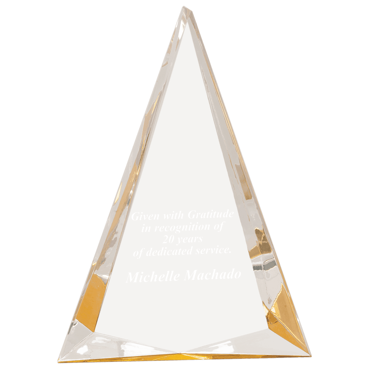 Pinnacle Acrylic Awards with Custom Engraving - Gold & Clear