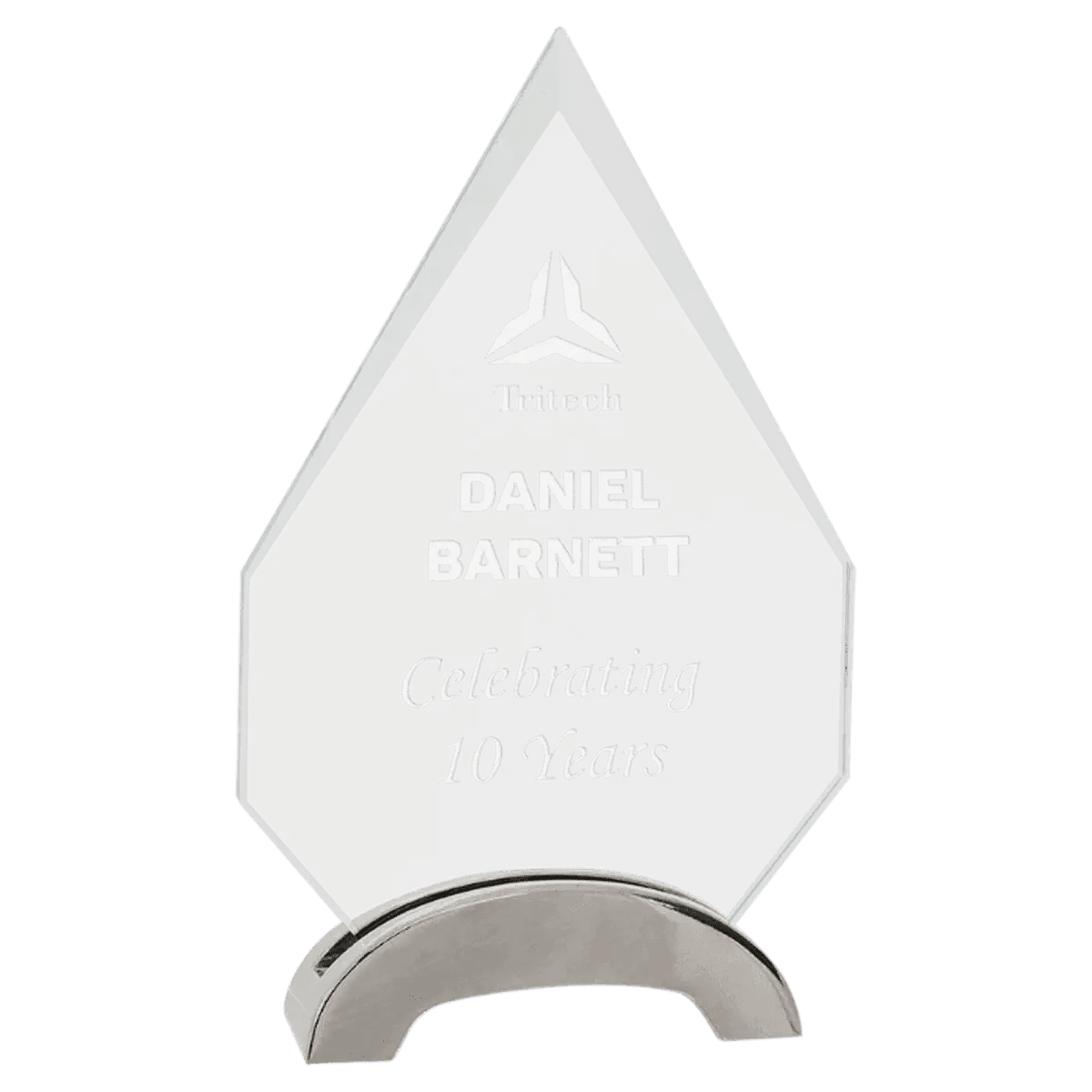 Platinum Glass Awards on Silver Aluminum Base – Custom Engraved - Oval